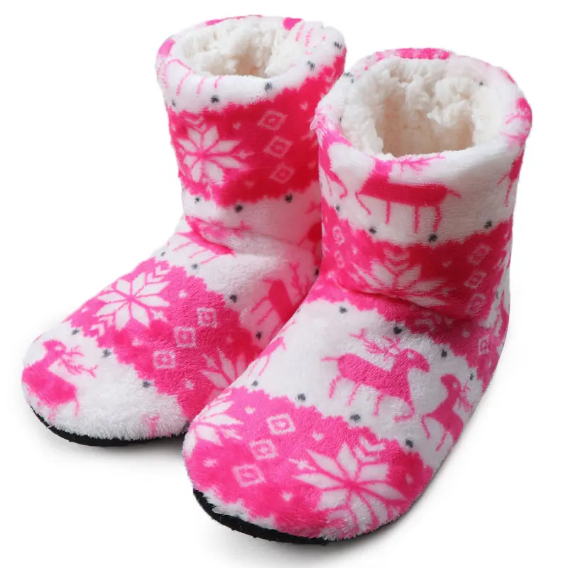 pink Домашние тапочки; рождественские домашние носки; зимняя обувь; женские меховые тапочки; Плюшевые стельки; Pantoffels Dames - Цвет: pink