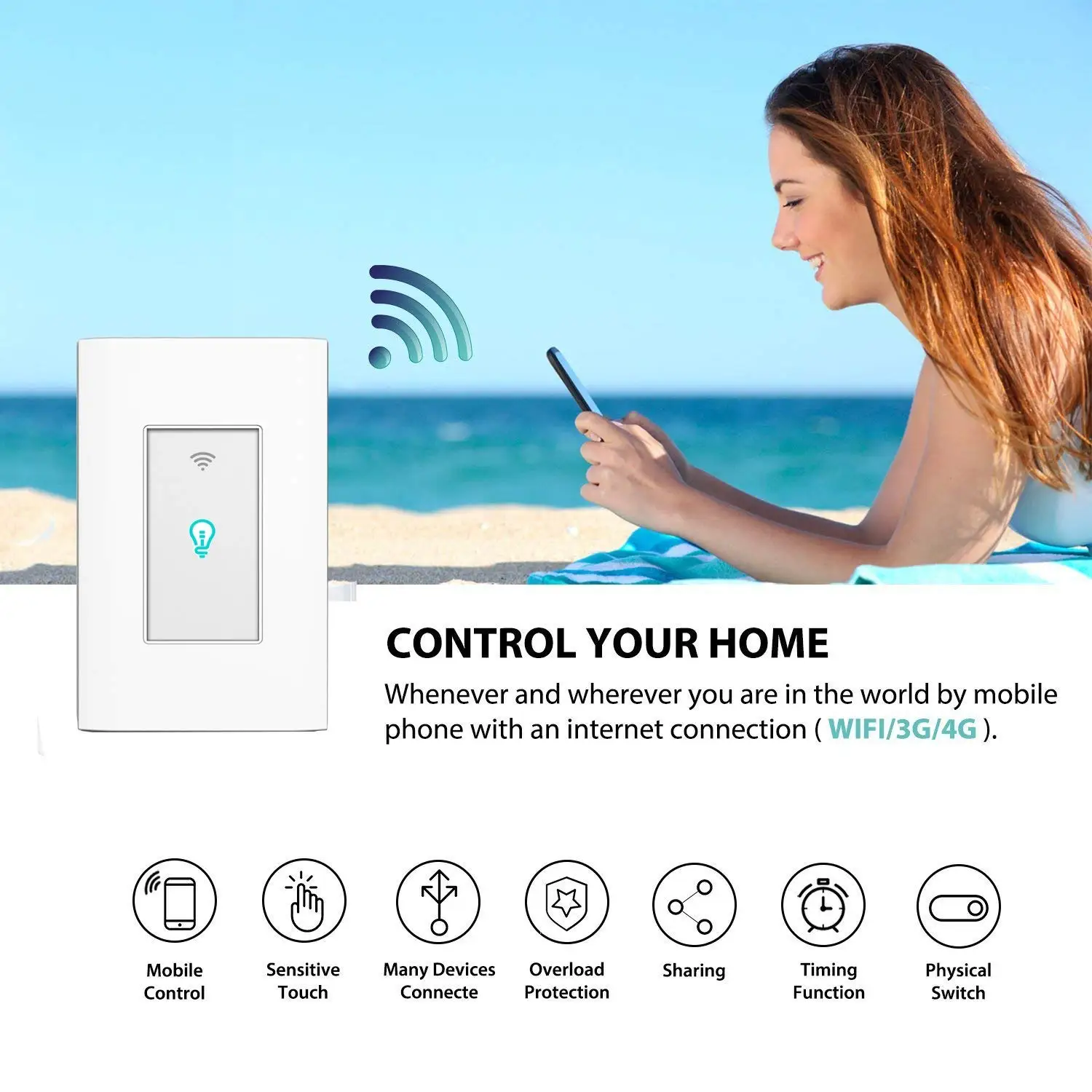 Умный светильник WiFi настенный беспроводной сенсорный совместимый с Alexa домашний