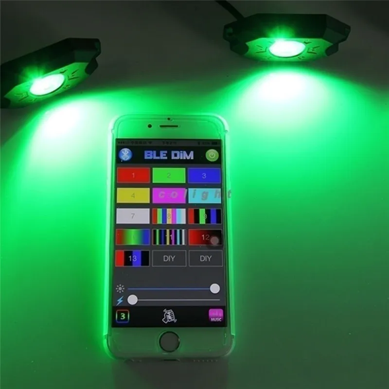 4 шт. 7 цветов Музыка мигающий беспроводной Bluetooth RGB 24LED Offroad рок свет экономия