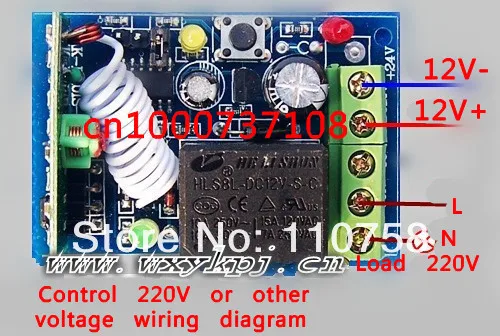Горячая продажа DC12V10A 1CH код обучения Беспроводная система дистанционного