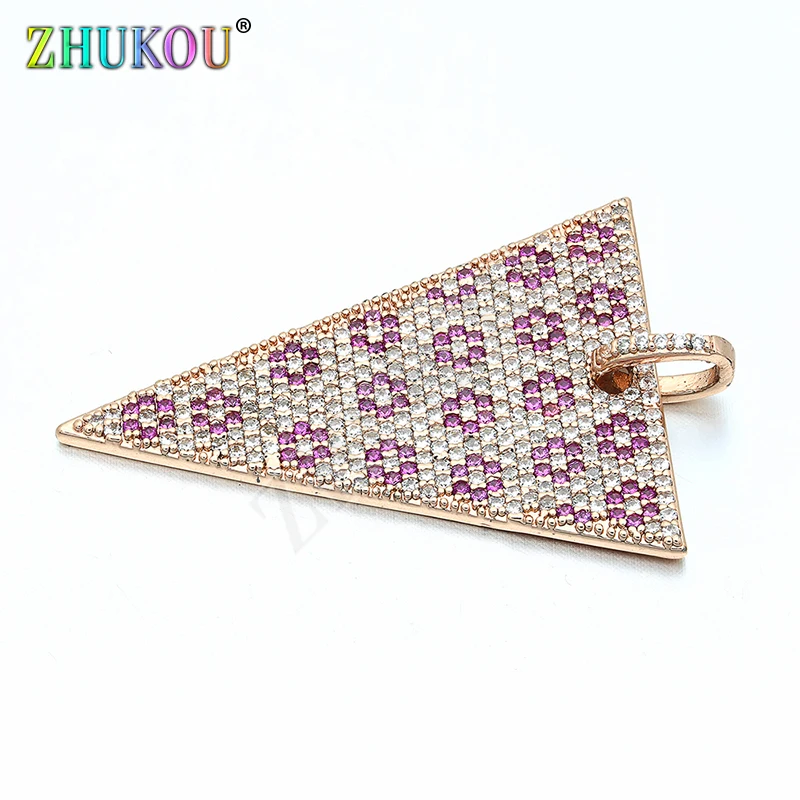 25x40mm Brass Cubic Zirconia Triangle Charms Pendants for DIY Jewelry Findings Accessori Mixed Color Hole: 3.5mm Model: VD237 | Украшения и