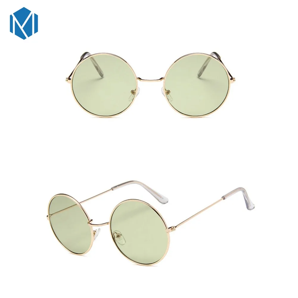 Новинка винтажные унисекс металлические круглые солнцезащитные очки женские