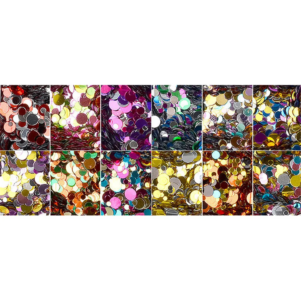 

12 Colors Small Round Glitter Holographic Laser Paillettes Mixd Sequins Metallic Nails Glitter Flakes for Nail Art Decorations