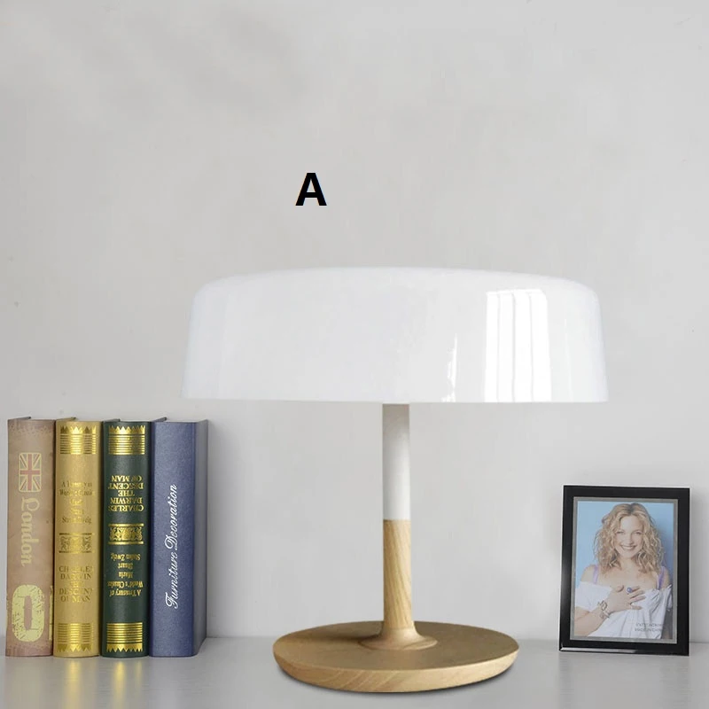 Современная Грибная Настольная лампа с деревянной основой настольная для