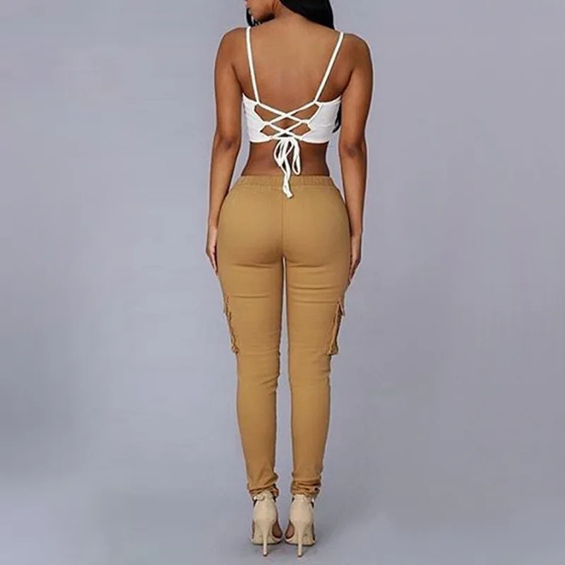 LITTHING 2019 женские брюки карго ап повседневные карандаш с несколькими карманами