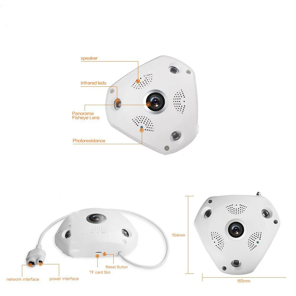Панорама 360 градусов панорамный ONVIF Wifi IP Камера с IMX322 1.3MP рыбий глаз Беспроводной