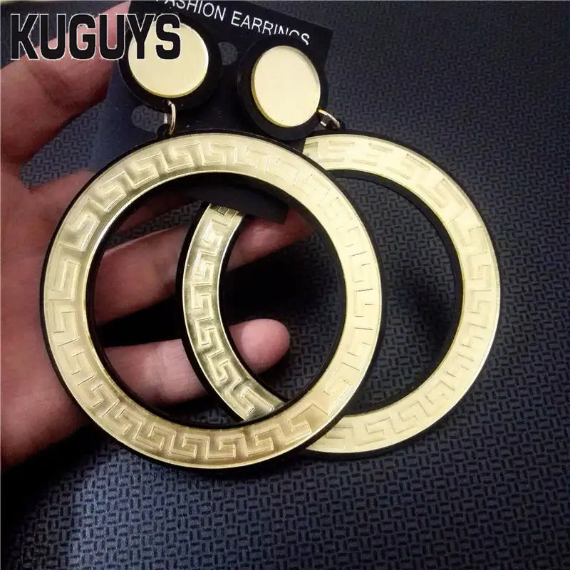 Женские круглые серьги кольца KUGUYS Винтажные золотого и серебряного цвета