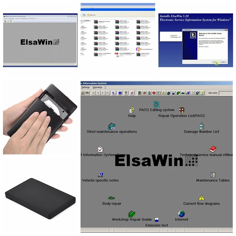 ElsaWin 6,0 работает для V.W 5,3 для Audi авто ремонт программного обеспечения Elsa Win6.0 в HDD Лидер продаж! военные заводские цены