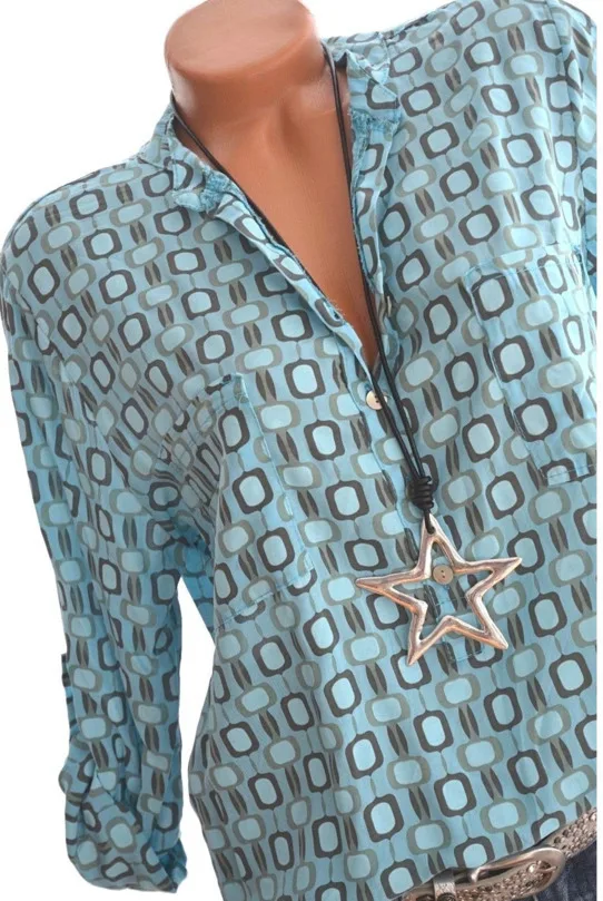 Women Shirts Summer Autumn Casual V-neck Loose Chiffon Blouse Top Camisa Feminina Long Sleeve Ladies Print Blouses Shirt |