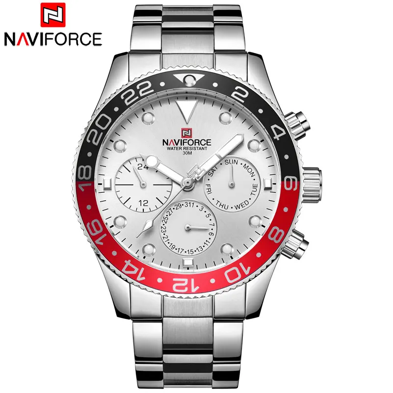 Часы NAVIFORCE мужские армейские спортивные водонепроницаемые из нержавеющей