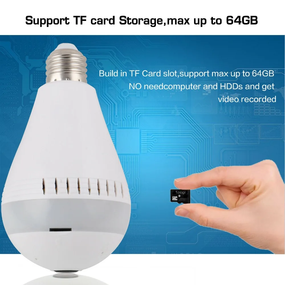 Камера видеонаблюдения рыбий глаз 1080P 360 дюйма Wi-Fi ночное видение 32 ГБ 64 |