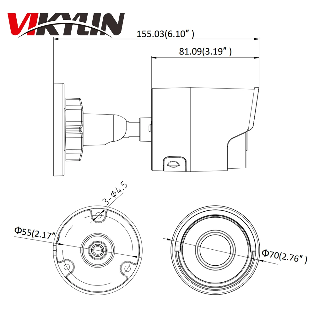 Vikylin 4MP ИК фиксированная Пуля IP Камера WDR (широкий динамический диапазон) ik10 IP67