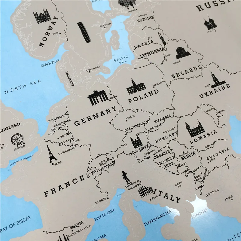 Новое поступление креативная Карта Европы с царапинами художественная бумага