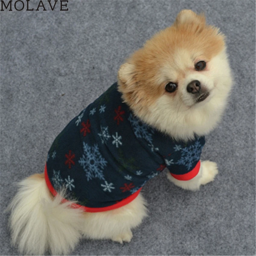 MOLAVE 1 шт. Домашний питомец собака щенок снег печатных теплый пуловер Вышитые
