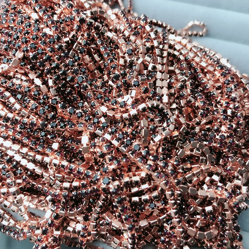 Необычная цепочка стразы из розового золота красочная декоративная отделка