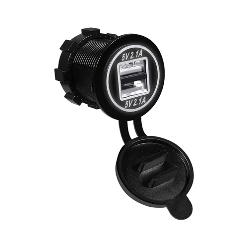White YCCPAUTO устройство для автомобиля с двумя портами USB Зарядное устройство 5V 4.2A 2 Порты и разъёмы Мощность гнездо Зарядное устройство для авто, мотоциклов, грузовиков ATV Лодка 12 V-24 V - Название цвета: White