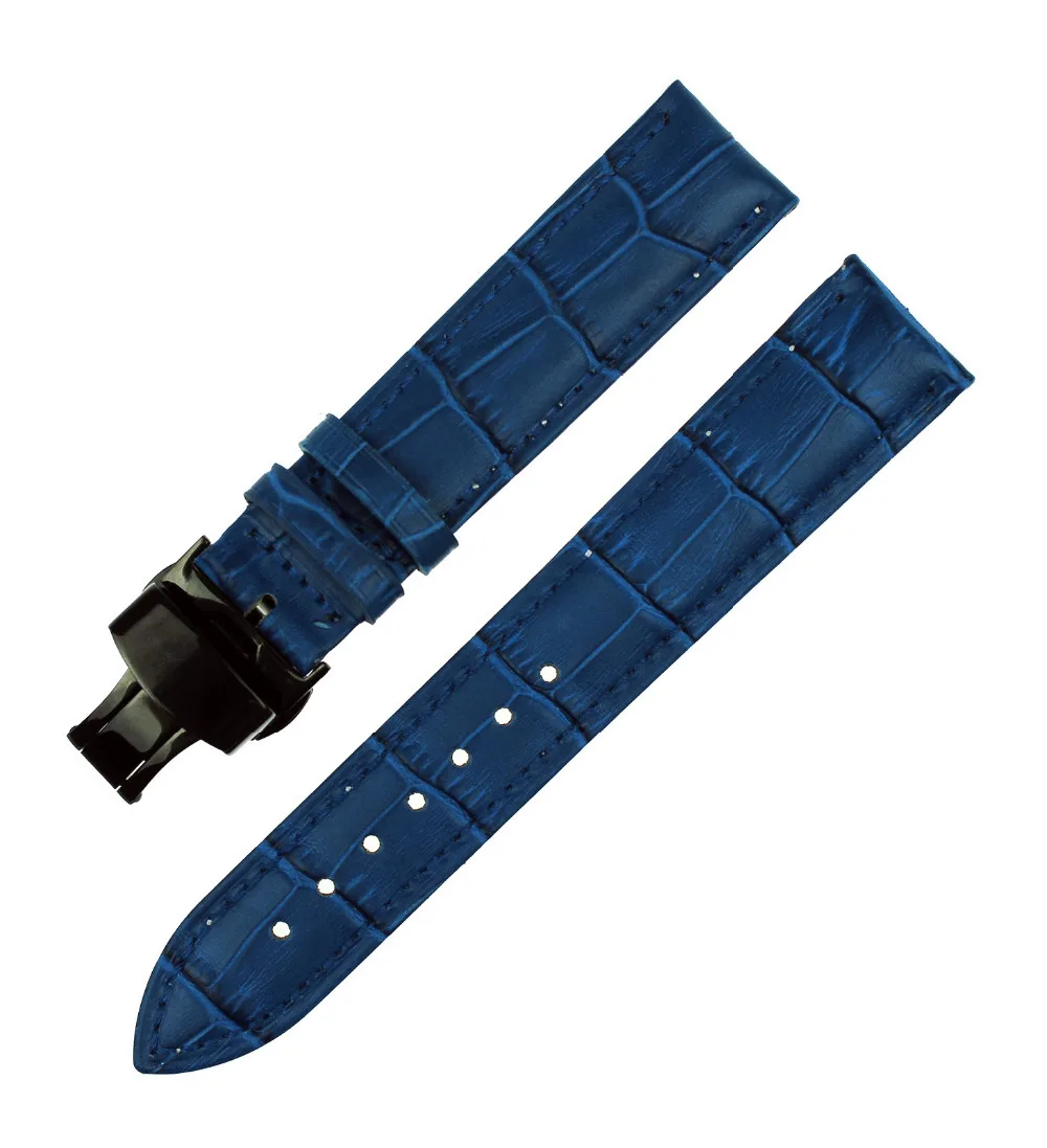 Синие наручные часы ремешок из крокодиловой кожи черный нажимная пряжка 12 мм 14 16