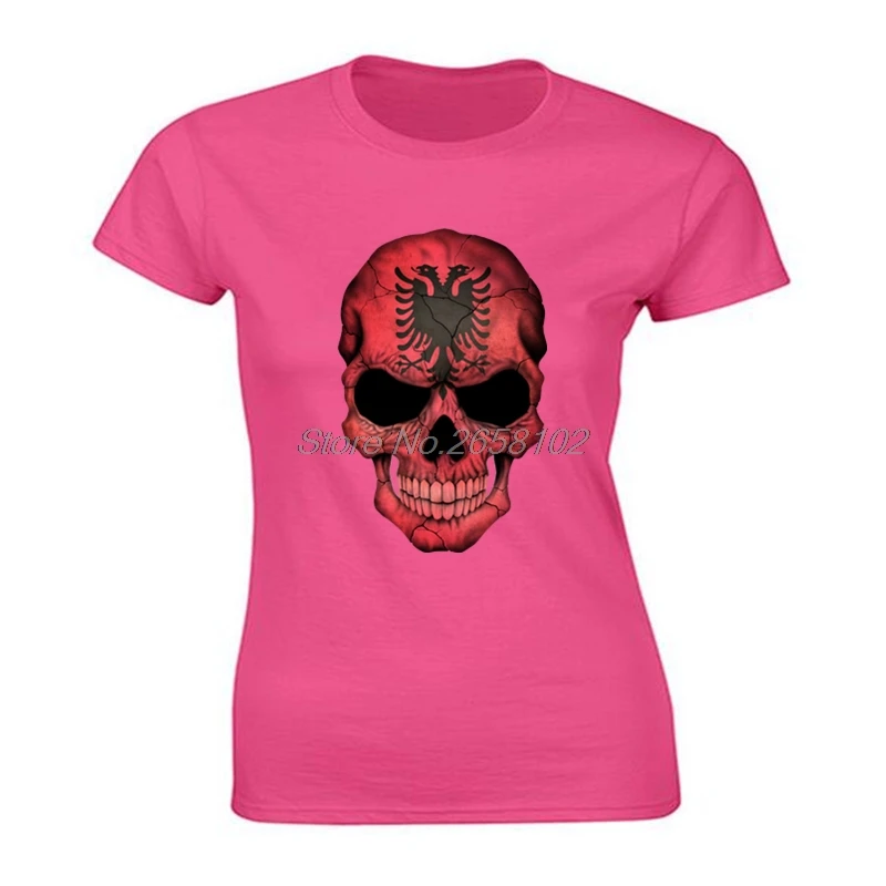 Женская хлопковая рубашка в стиле панк с изображением флага и черепа футболки