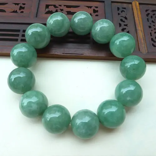 Сертифицированный 100% натуральный зеленый JADEITE шарик жесткий браслет из бисера 14
