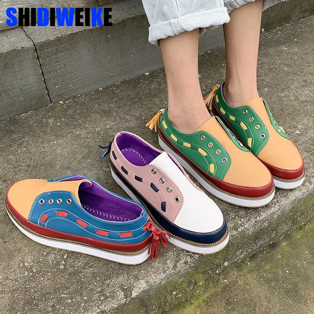 Обувь женская обувь с кисточками большие размеры 35 43 слипоны на платформе 2019