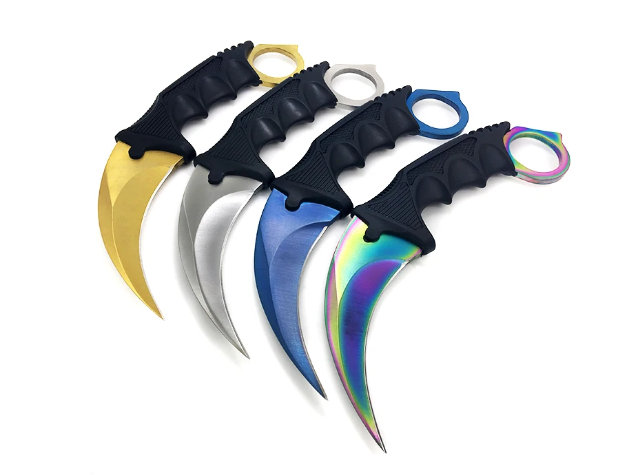 Нож Karambit CS GO с фиксированным лезвием, никогда не выцветает, контр страйк, бои, коготь, ножи для выживания, кемпинга, EDC, косплей, инструменты
