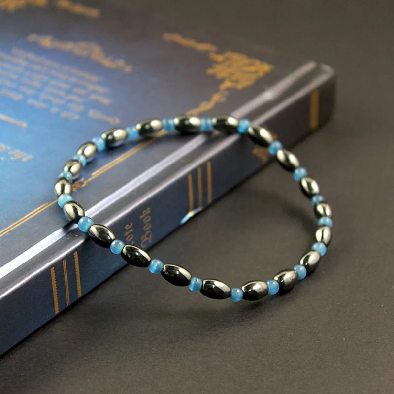 Магнитный гематит овальный браслет на ногу из бисера с натуральным камнем разделитель бусины ручной работы ювелирные изделия для женщин пляжные ювелирные изделия