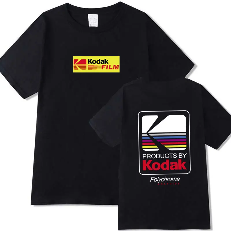 Модная футболка Kodak хлопковые женские летние топы белая черная желтая рубашка
