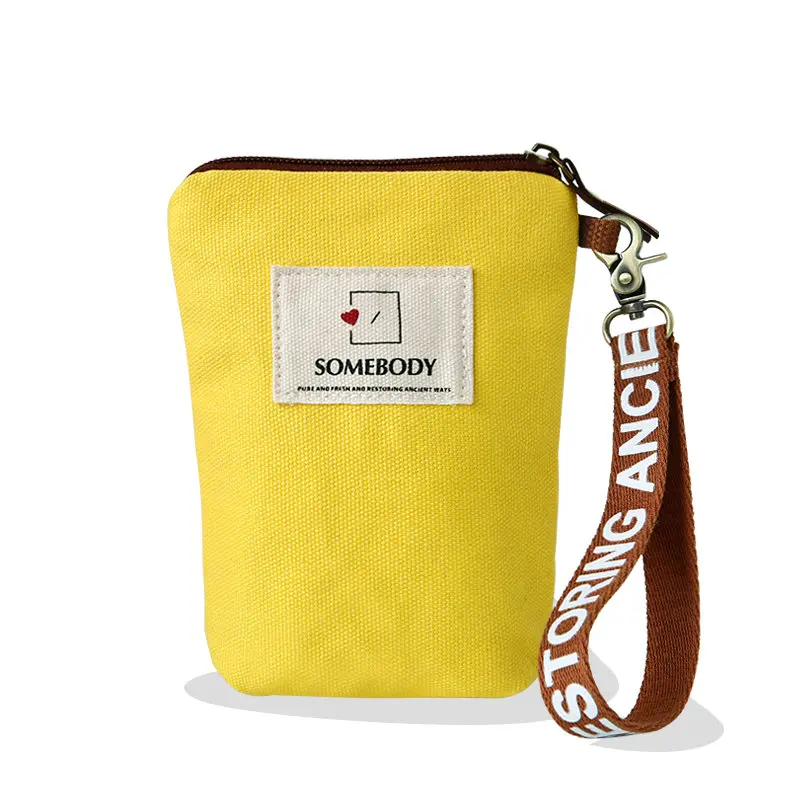 - earthen yellow Холщовая Сумка для мобильного телефона, Новая женская мини-сумка в Корейском стиле для студентов - Цвет: - earthen yellow