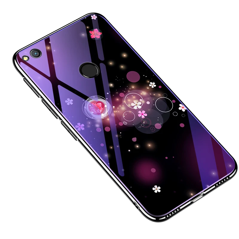 Colorful Стеклянный чехол для телефона huawei Honor 8 Lite/P8 Lite()/P9 Lite() чехол s Покрытие синий светильник роскошный стеклянный чехол Fundas Capa - Цвет: Colorful