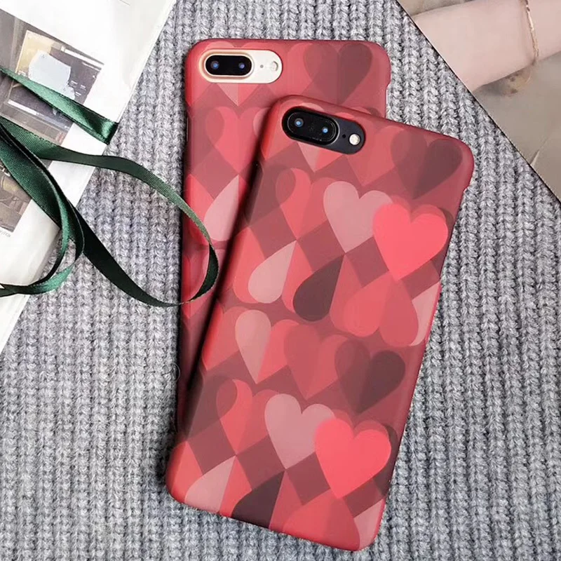 Nphacc Ретро Красная любовь сердце Окрашенные чехол для iPhone X 7 6 s 8 плюс Жесткий ПК