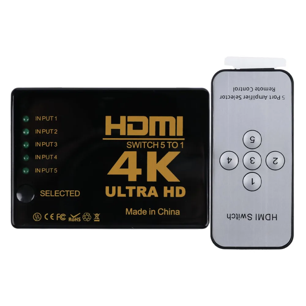 Мини коммутатор 3D 1080p с 5 портами 4K HDMI разветвитель + ИК пульт ДУ для HDTV поддержка 12