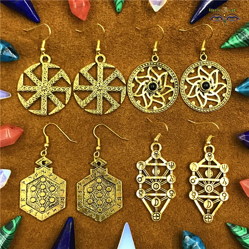 Серьги в форме цветка жизни для йоги золотые искусственные украшения ювелирные