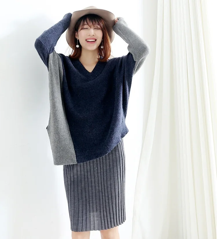 2017 Fashion Spring Winter Women Sweaters Pullovers Long Sleeve Casual Crop Sweater Color stitching Knitted Jumpers Sweter HJ002 | Женская