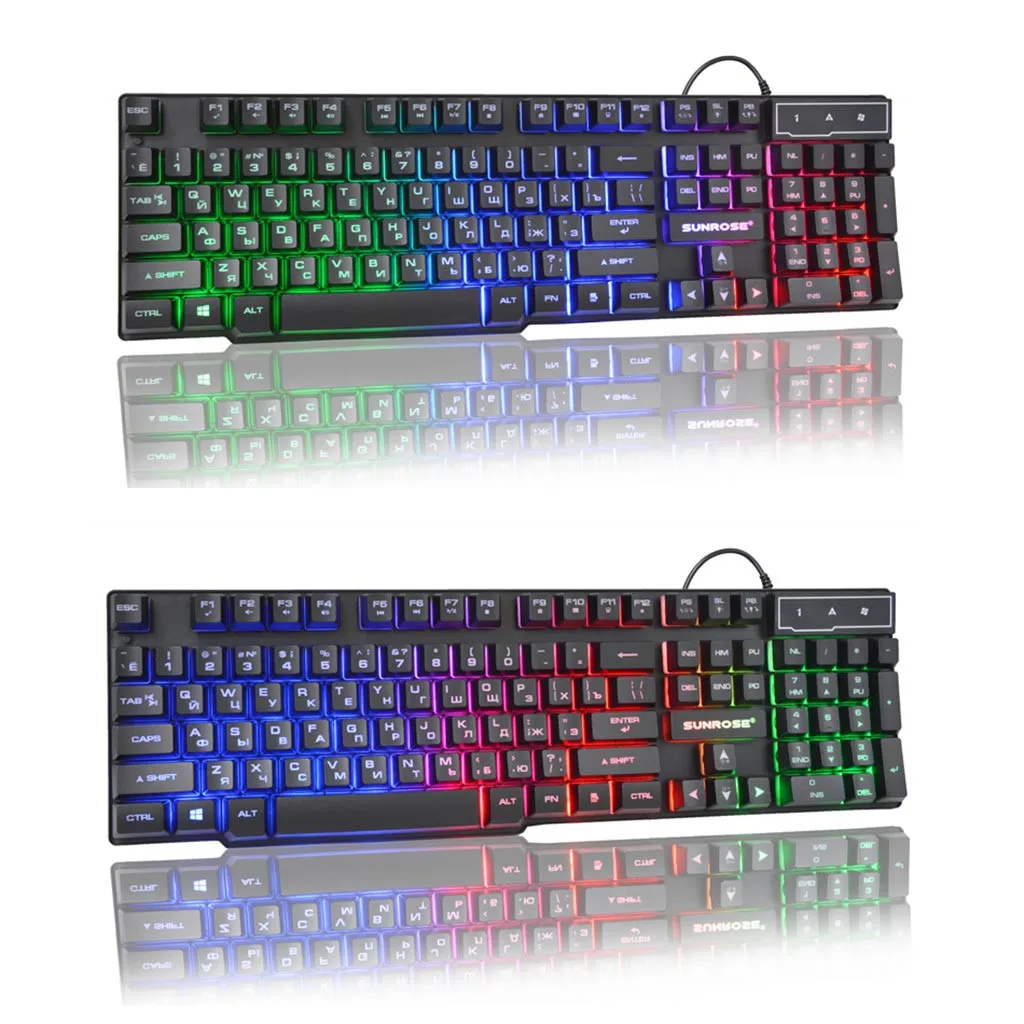 ZELOTES русская/английская игровая клавиатура подвесные колпачки 3 подсветки