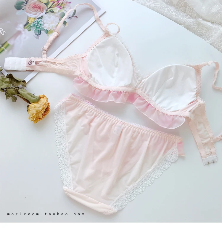 Комплект нижнего белья из шифона с бантом и рюшами нижнее белье в японском стиле