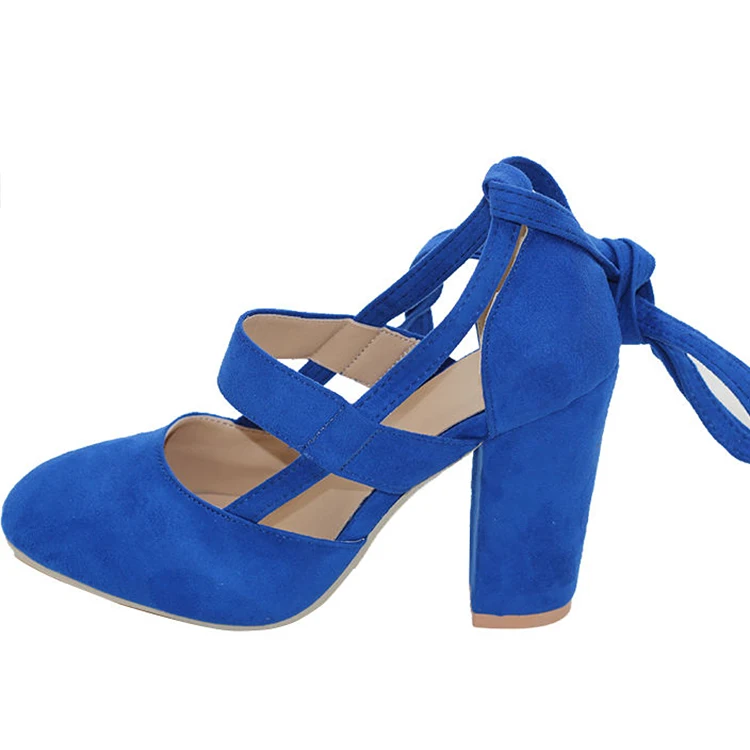 Blue Женские туфли-лодочки; женская обувь на каблуке; Chaussures Femme; летние туфли-гладиаторы на высоком каблуке для вечеринки; свадебные туфли; женская обувь на толстом каблуке; большие размеры 35-43 - Цвет: Blue