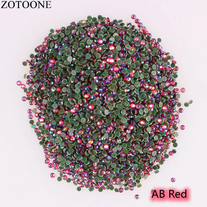 ZOTOONE 1440 шт./упак. золотого цвета с плоской задней частью AB Стразы 2-3 мм SS6-SS12 с украшением в виде кристаллов 3D для ногтей с украшением в виде кристаллов, сделай сам, блестящие с бисером и блестками для ногтей к требованиям заказчика; сверкающие; C - Цвет: AB Red