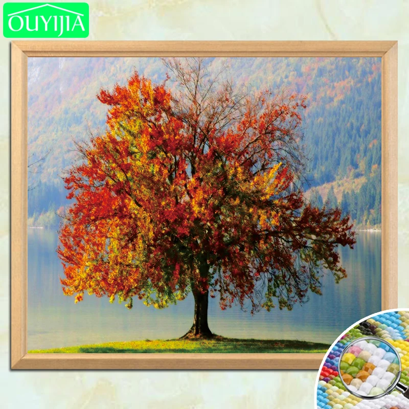 

OUYIJIA Golden Tree Oil Painting Style 5D DIY Diamond Painting Full Square Rhinestones Mosaic Diamond Embroidery For Sale