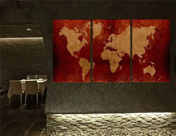 Комплект из 3 предметов Wall Art карта восстановление древних способов изображения Hd