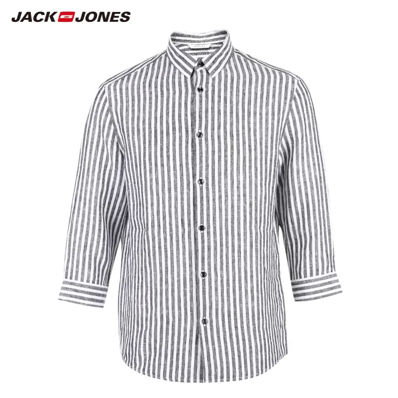 JackJones Men's 100% Cotton Printed Striped Shirt Basic Menswear E|219231501 | Мужская одежда