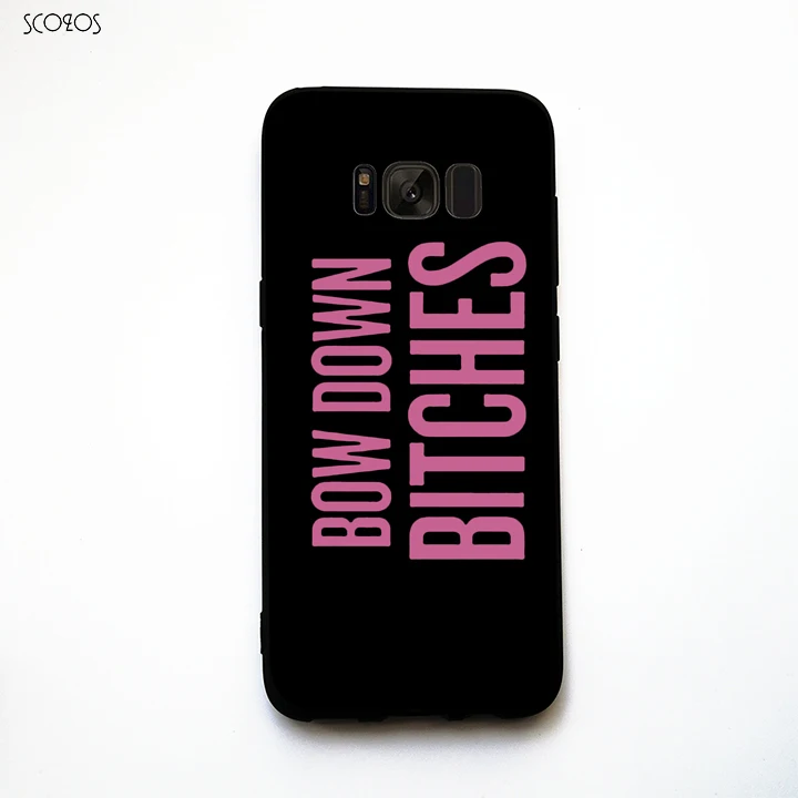 SCOZOS Bow Down Bitches Pink Letters Phone Case For Samsung Galaxy S6 S7 Edge S8 Plus J5 J7 A3 A5 A7 2016 Note 8 |