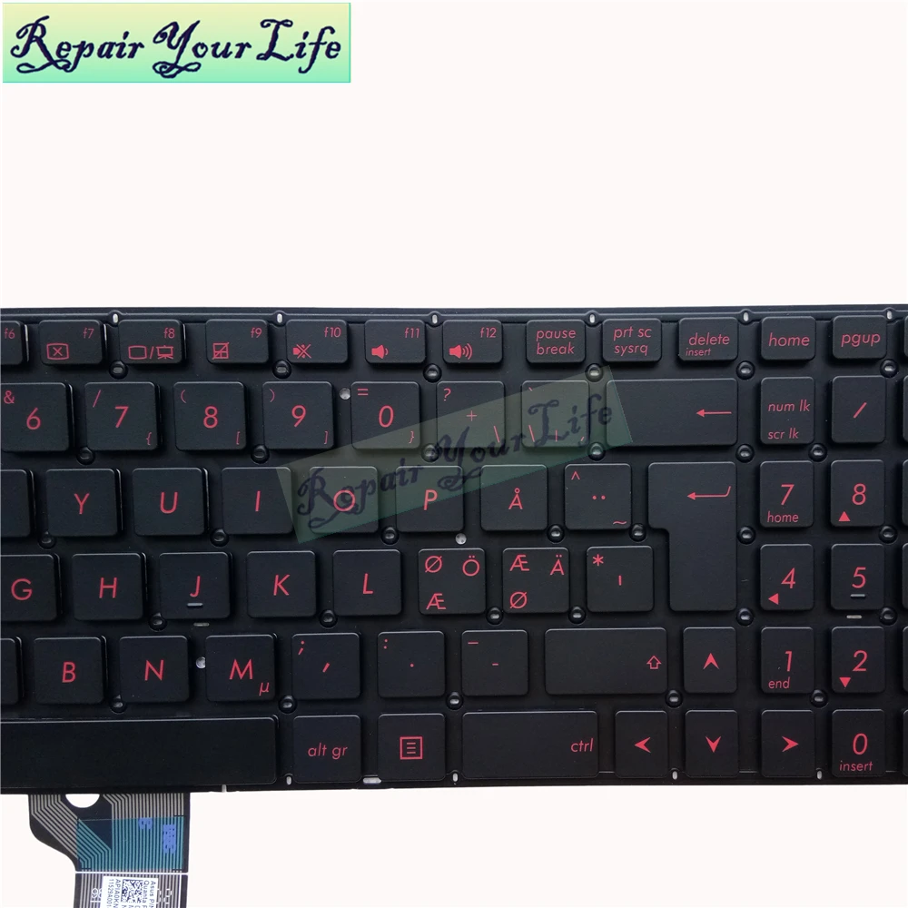 Клавиатура для ноутбука ASUS N501 G501 N501JW UX501JW ND NE Norway черный красный ключ верхний