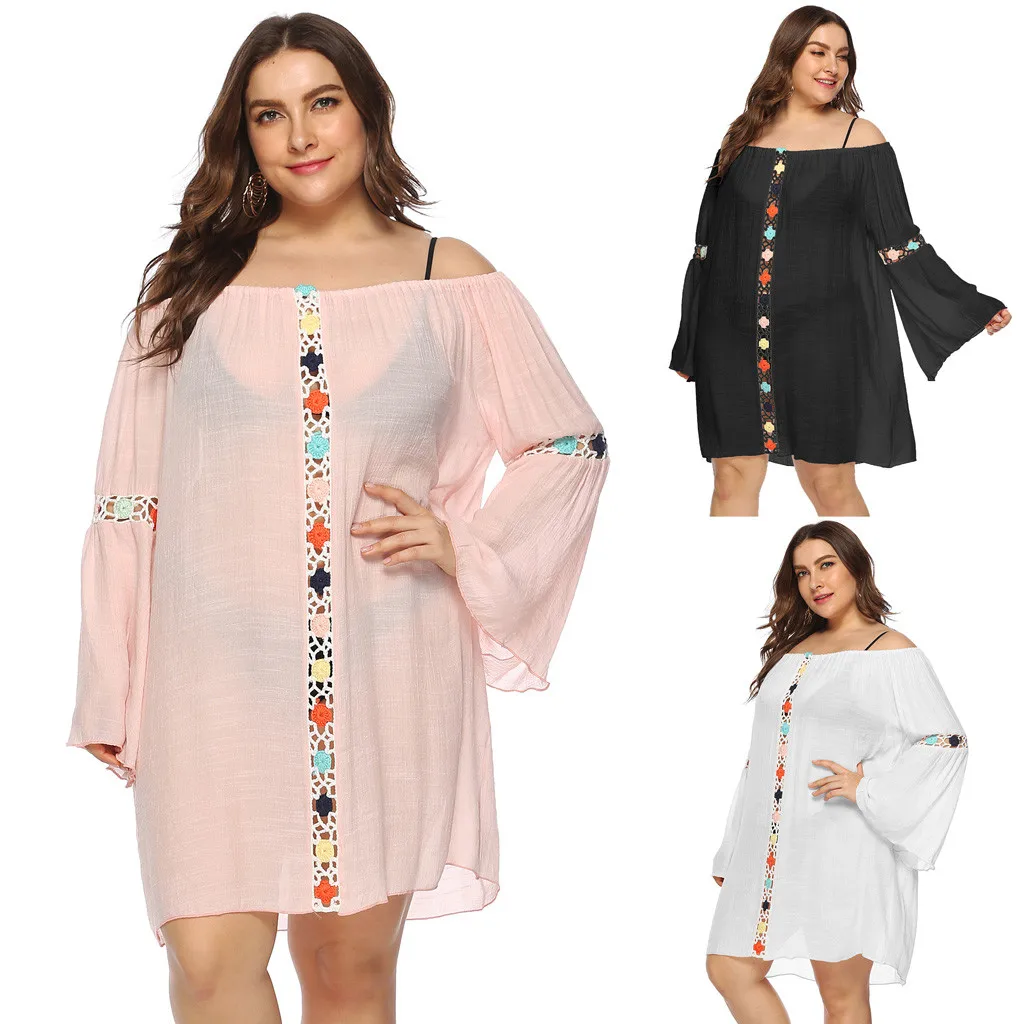 Womail Cover-Ups Summer Women Bathing Cover Up Bikini Swimsuit Swimwear Crochet Smock Beach Loose Knee-Length W30417 | Женская одежда
