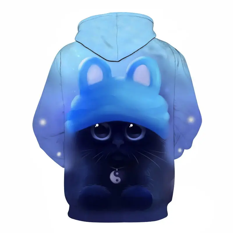 Cute Cat Printed 3D Hoodies Unisex Sweatshirts Men Women Coats Hooded Hoodie Autumn Winter Animal Tracksuits Fashion Pullover | Мужская