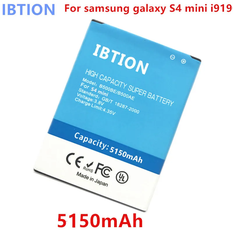 Ibtion для samsung i9190 Батарея 5150 мА/ч B500AE B500BE Galaxy S4 Mini GT i9192 i9198 i9195 S4Mini|Аккумуляторы