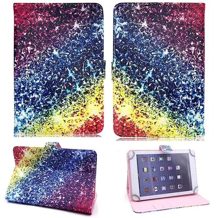 colorful sand Универсальный бампер для планшета 9,7 10 10,1 дюймов для iPad samsung lenovo ASUS Cube Alcatel с мультяшным принтом кожаный чехол-подставка - Цвет: colorful sand