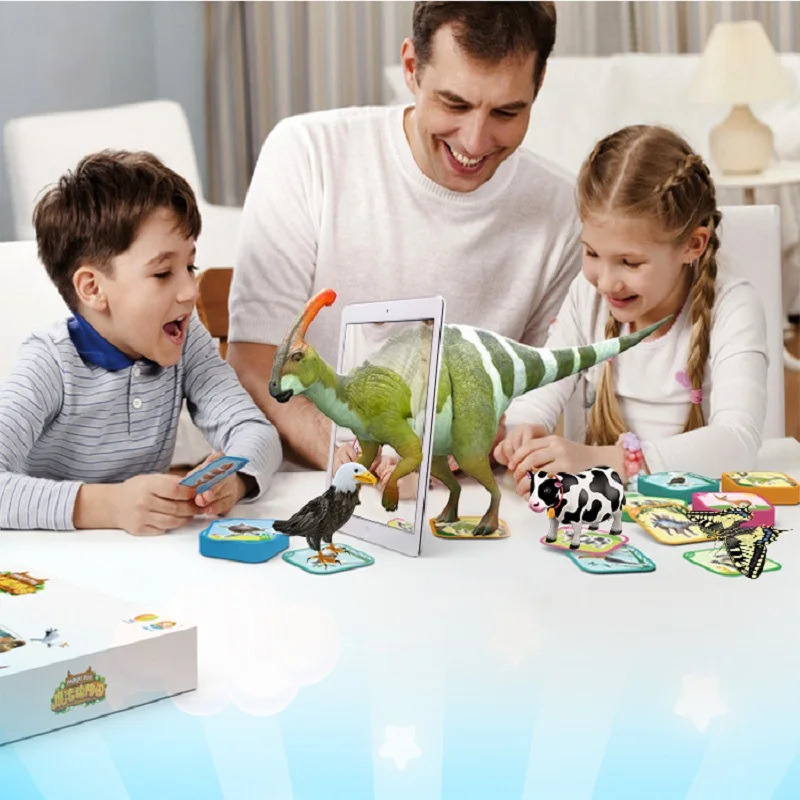 

100PCS 3D Stereo Card Toys Bilingual Augmented Reality Play Early Learning Educational Pocket Pocket Animal Zoo Kids Toys