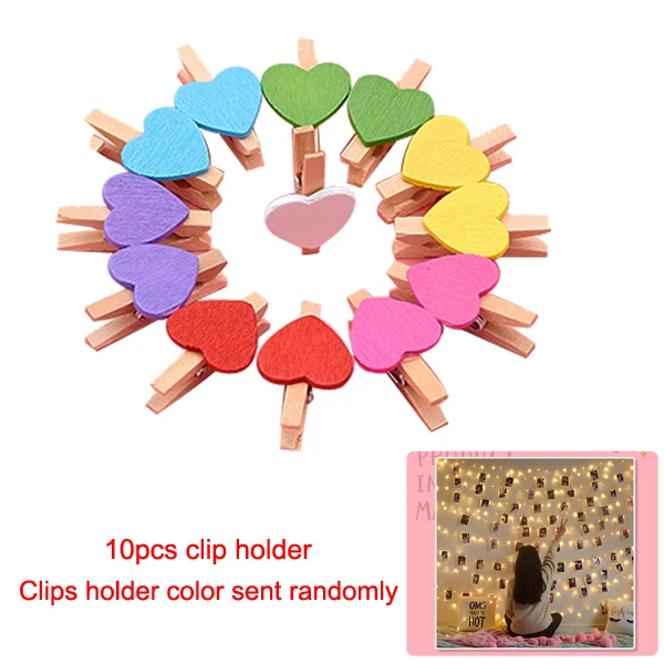 10pcs clips USB фото зажимы светильник 1/2/5/10M отличный подарок на Рождество гирлянда светодиодный гирлянды светодиодные лампы фея светильник s для внутреннего год Рождество Свадебная вечеринка украшения - Испускаемый цвет: 10pcs clips