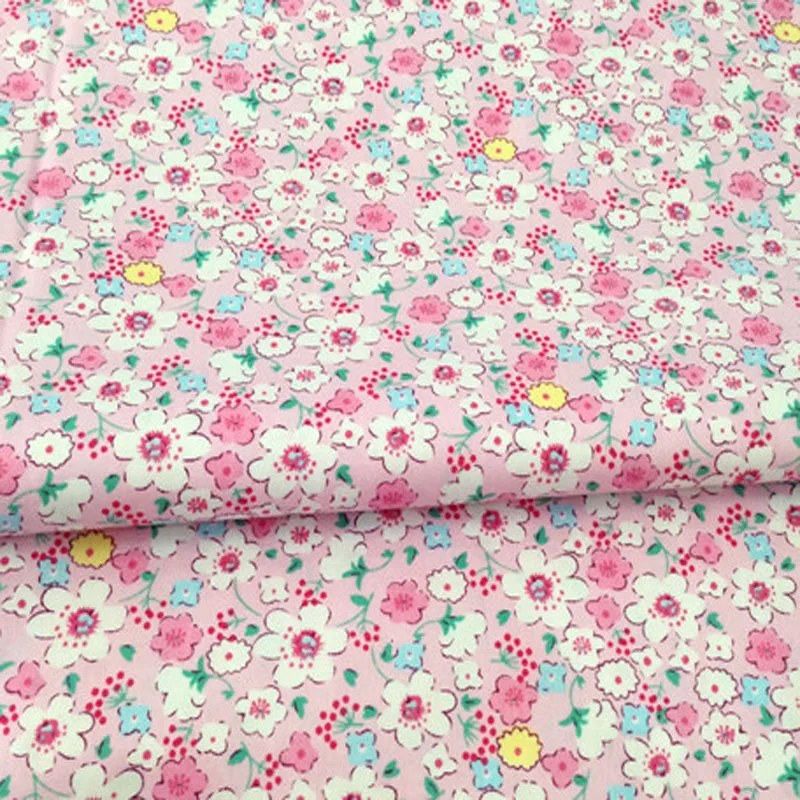 Pretty 50x160cm All-over Pink &amp Geen White Plum blossom Flower Printed Cotton Fabric Floral For DIY sewing Doll Cloth bed | Дом и сад