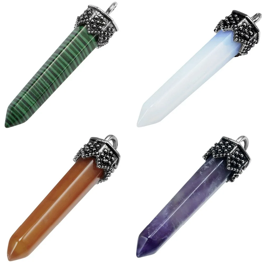 

SUNYIK Hexagonal Prism Point Stone Pendant for Necklace,Healing Chakra (Free Chain)
